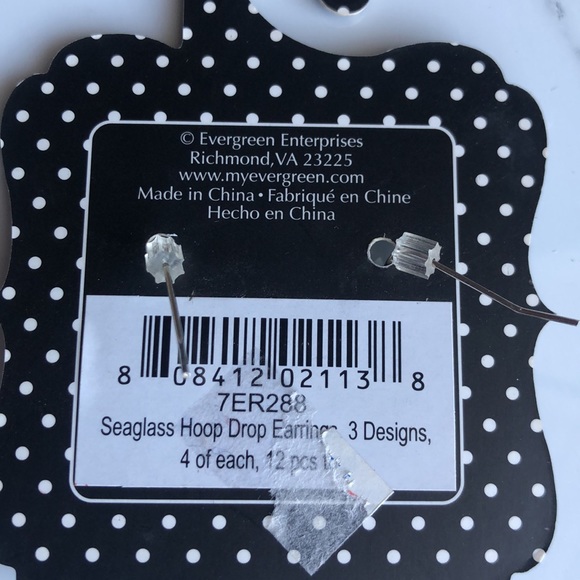 NEW Seaglass hoop drop earrings never used - Picture 2 of 2